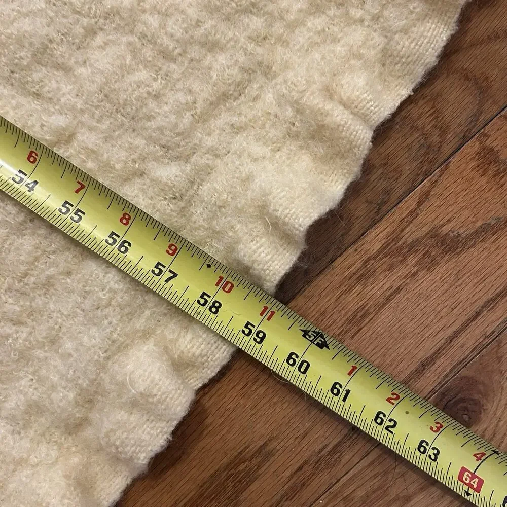Vintage Toison D’or 100% Mohair Wool Yellow Throw Blanket 29x59”